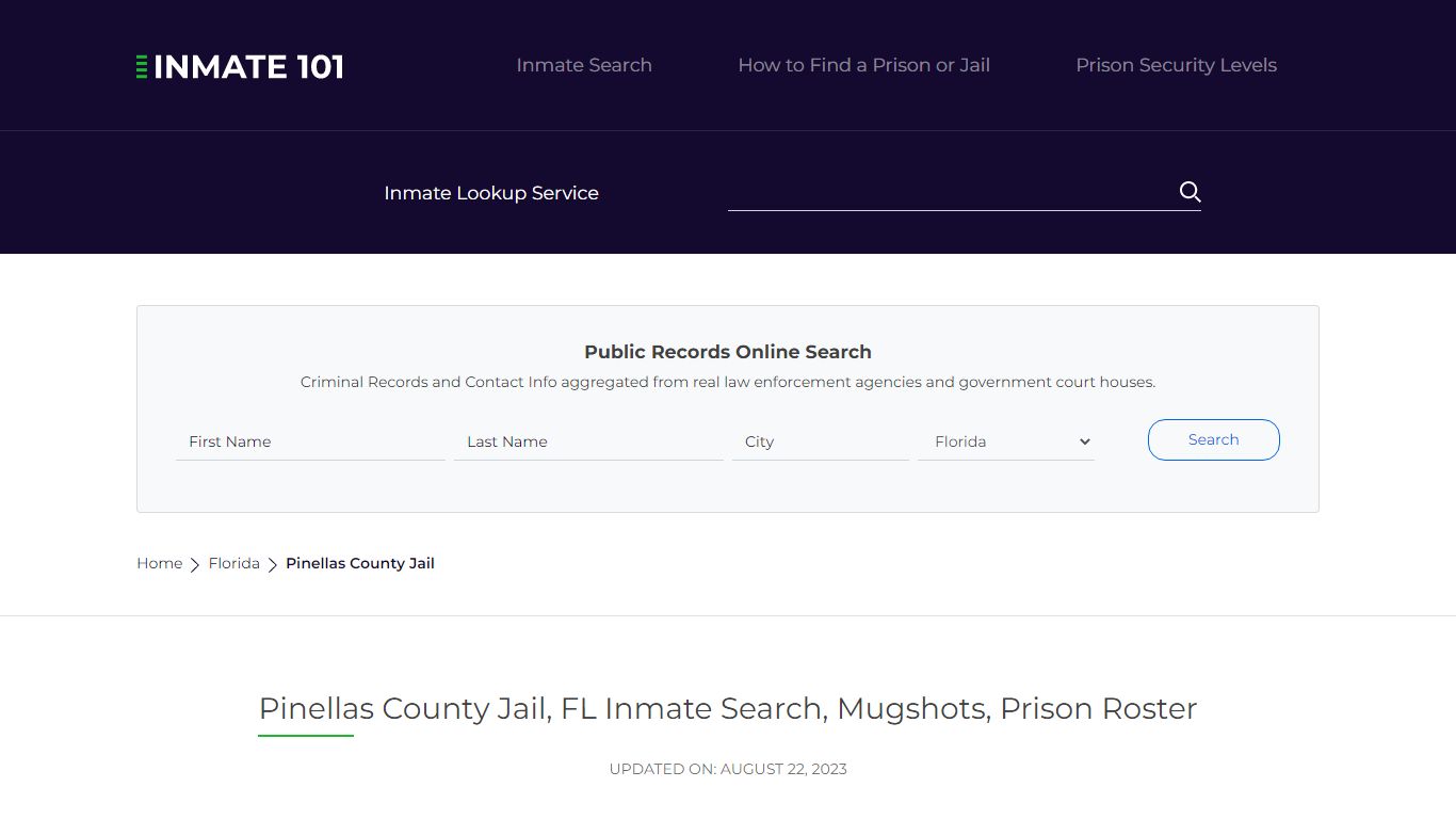 Pinellas County Jail, FL Inmate Search, Mugshots, Prison Roster